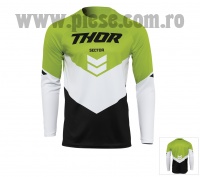 Tricou (bluza) cross-enduro copii Thor model Sector Chevron culoare: alb/galben verde – marime M